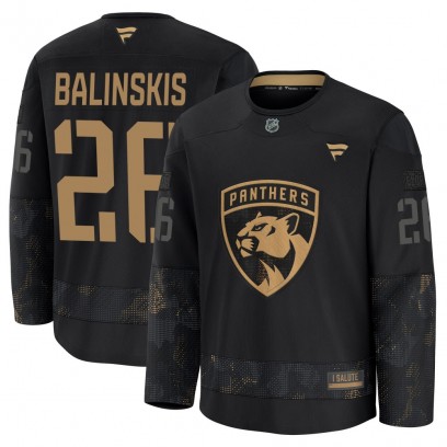 Men's Premium Florida Panthers Uvis Balinskis Fanatics 2024 Military Appreciation Practice Jersey - Black