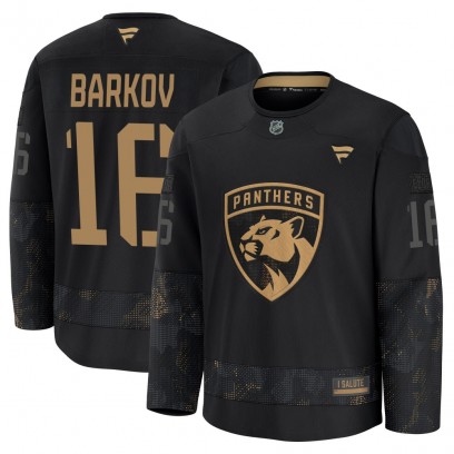 Men's Premium Florida Panthers Aleksander Barkov Fanatics 2024 Military Appreciation Practice Jersey - Black