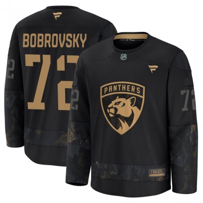 Men's Premium Florida Panthers Sergei Bobrovsky Fanatics 2024 Military Appreciation Practice Jersey - Black