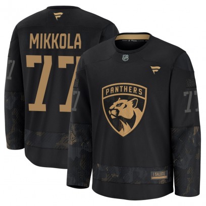 Men's Premium Florida Panthers Niko Mikkola Fanatics 2024 Military Appreciation Practice Jersey - Black