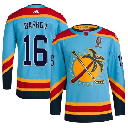 Youth Authentic Florida Panthers Aleksander Barkov Adidas Reverse Retro 2.0 2024 Stanley Cup Champions Jersey - Light Blue