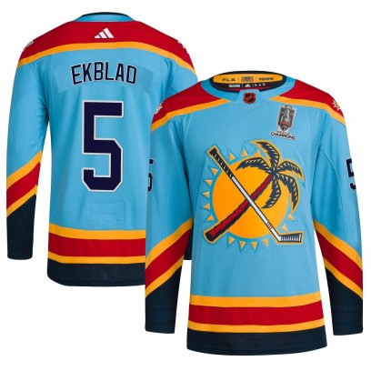 Youth Authentic Florida Panthers Aaron Ekblad Adidas Reverse Retro 2.0 2024 Stanley Cup Champions Jersey - Light Blue