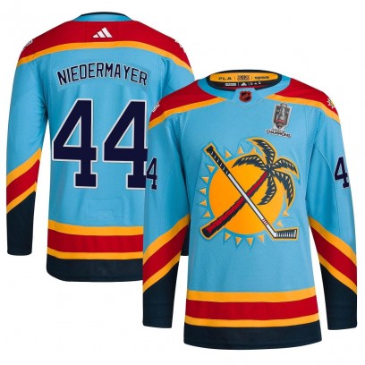 Youth Authentic Florida Panthers Rob Niedermayer Adidas Reverse Retro 2.0 2024 Stanley Cup Champions Jersey - Light Blue