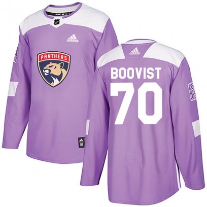 Men's Authentic Florida Panthers Jesper Boqvist Adidas Fights Cancer Practice Jersey - Purple