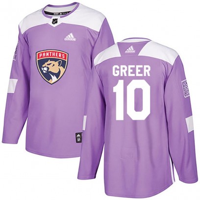 Men's Authentic Florida Panthers A.J. Greer Adidas Fights Cancer Practice Jersey - Purple