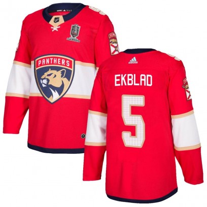 Men's Authentic Florida Panthers Aaron Ekblad Adidas Home 2024 Stanley Cup Champions Jersey - Red