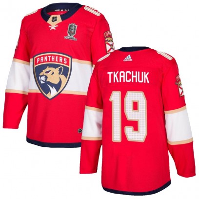 Men's Authentic Florida Panthers Matthew Tkachuk Adidas Home 2024 Stanley Cup Champions Jersey - Red