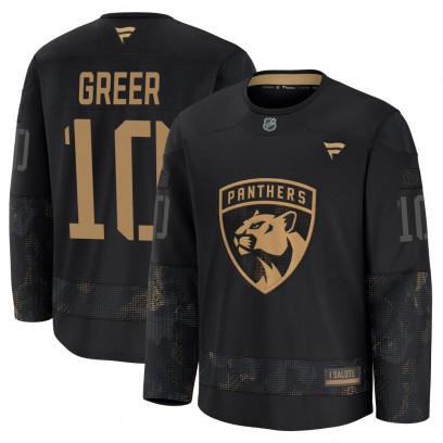 Youth Premium Florida Panthers A.J. Greer Fanatics 2024 Military Appreciation Practice Jersey - Black