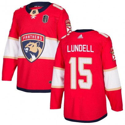 Men's Authentic Florida Panthers Anton Lundell Adidas Home 2024 Stanley Cup Final Jersey - Red