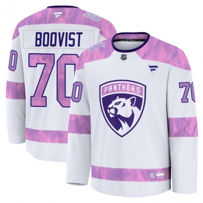 Men's Premium Florida Panthers Jesper Boqvist Fanatics 2024 Hockey Fights Cancer Practice Jersey - White